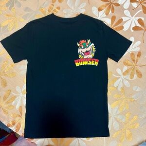 Kids Black Graphic Tee with Bowser Design